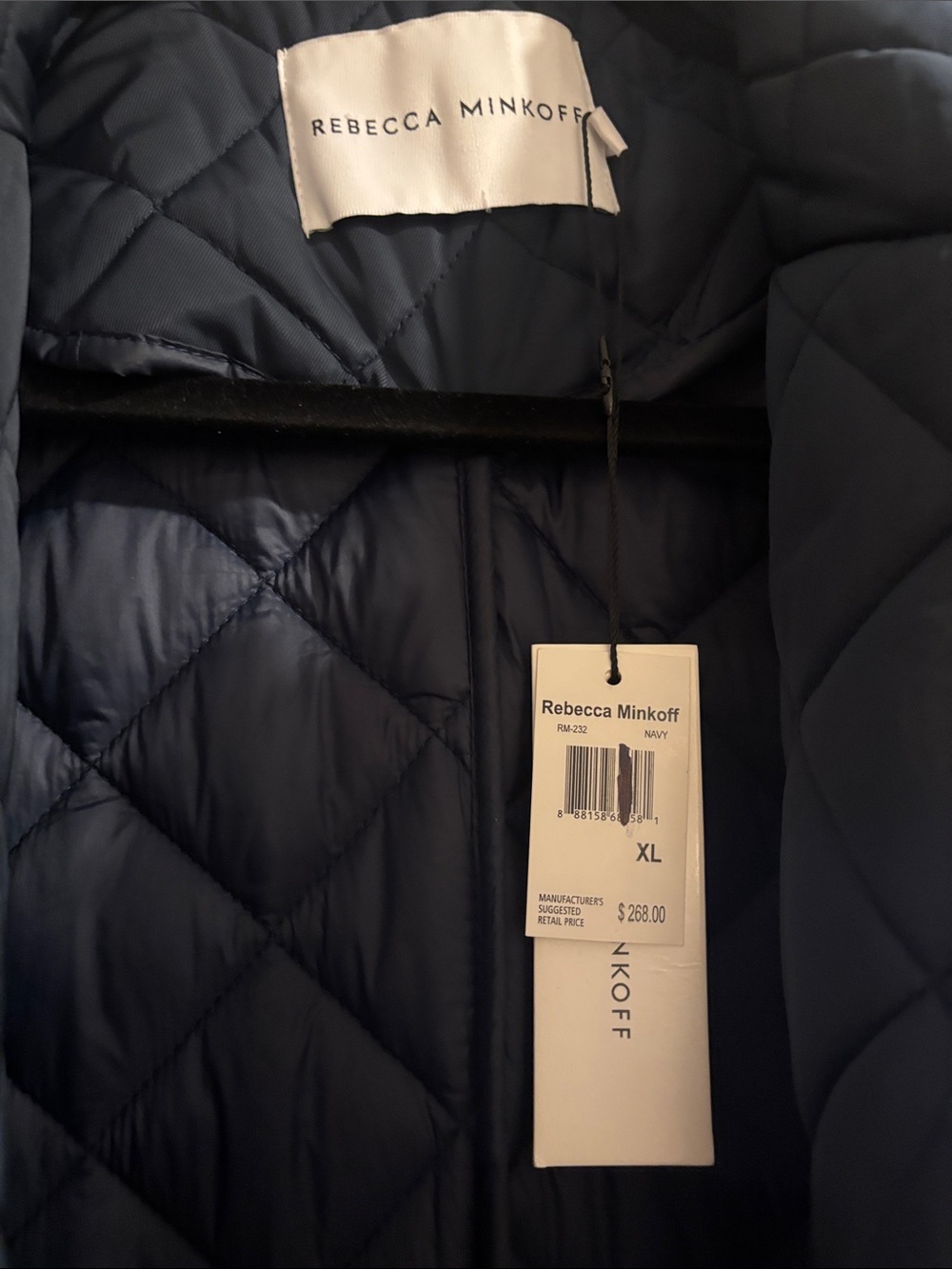 NWT Rebecca Minkoff Quilted Long Puffer Coat - Navy - Picture 2 of 4
